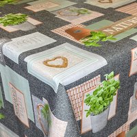 Wachstuch Tischdecke Nature Garden Kräuter Basilikum B6027-02 Eckig Rund Oval von KEVKUS