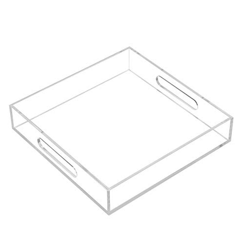 25.4 x 25.4 cm transparentes Acryl-Serviertablett mit Griffen, Organizer für Küche, Bad, Büro, Bar, Aufbewahrungsbox für Kosmetik, Schmuck, Toilettenartikel, Spielzeug, Gadgets 25.4 x 25.4 cm transparentes Acryl-Serviertablett mit Griffen, Organizer für Küche, Bad, Büro, Bar, Aufbewahrungsbox für Kosmetik, Schmuck, Toilettenartikel, Spielzeug, Gadgets von KEVLANG