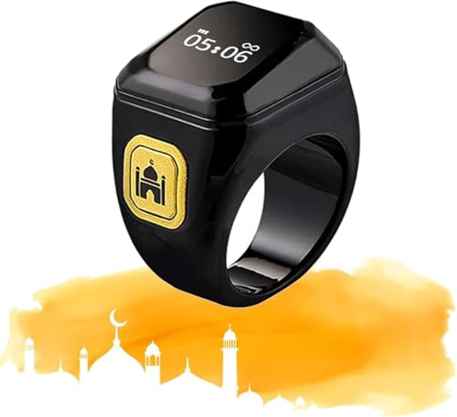 KEWAYO Smart Tasbih Zikr Ring, 18-22 mm Muslim Digital Azan Wecker, Tasbih Zähler Smart Ring (Schwarz) (18mm) von KEWAYO