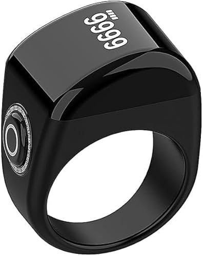 KEWAYO Smart Tasbih Zikr Ring, 18-22mm Muslim Digital Azan Wecker, Tasbih Zähler Smart Ring (Schwarz) (22mm) von KEWAYO