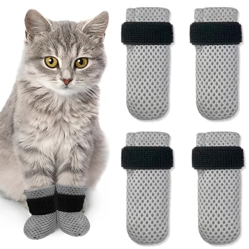 KEWUF 4 Pcs Anti-Kratz-Katzenstiefel Verstellbare Katzenkrallenabdeckungen rutschfest Kleine Hundesocken socken für Katzen Netzstoff Hundeschuhe Katzenfäustlinge zum Schneiden von Nägeln Haustier(M) KEWUF 4 Pcs Anti-Kratz-Katzenstiefel Verstellbare Katzenkrallenabdeckungen rutschfest Kleine Hundesocken socken für Katzen Netzstoff Hundeschuhe Katzenfäustlinge zum Schneiden von Nägeln Haustier(M) von KEWUF