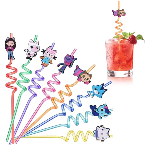 KEWUF Pack of 8 Animierte Children's Straws, Animierte Curly Party Straws, Animierte Reusable Straws, Drinking Straws for Children's Birthday Party Decoration, Accessories KEWUF Pack of 8 Animierte Children's Straws, Animierte Curly Party Straws, Animierte Reusable Straws, Drinking Straws for Children's Birthday Party Decoration, Accessories von KEWUF