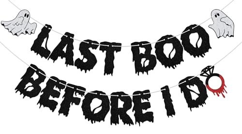 KEWUFD Last Boo Before I Do Banner Halloween Bachelorette Party Dekorationen Halloween Hochzeit Jahrestag Party Dekor Schild Schwarz Glitzer KEWUFD Last Boo Before I Do Banner Halloween Bachelorette Party Dekorationen Halloween Hochzeit Jahrestag Party Dekor Schild Schwarz Glitzer von KEWUFD