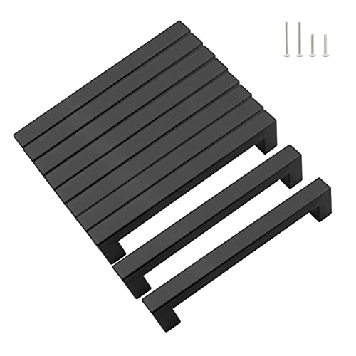 KEWUZY 10 Stück Möbelgriffe, Schwarz 128mm lochabstand Küchengriffe, Edelstahl Schubladengriffe mit Vierzig Schrauben, Schrankgriffe Türgriffe, Küche Quadrat Griffe (Schwarz, 128mm) KEWUZY 10 Stück Möbelgriffe, Schwarz 128mm lochabstand Küchengriffe, Edelstahl Schubladengriffe mit Vierzig Schrauben, Schrankgriffe Türgriffe, Küche Quadrat Griffe (Schwarz, 128mm) von KEWUZY