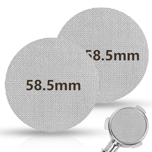 Puck Screen 58.5mm, 2 Stück Puck Screen 58.5 Puck Sieb, Espresso Puck Sieb, Kaffeefilterplatte 1.7mm Dicke 150μm, Edelstahl 316, Wiederverwendbar Puckfilter von KEWUZY