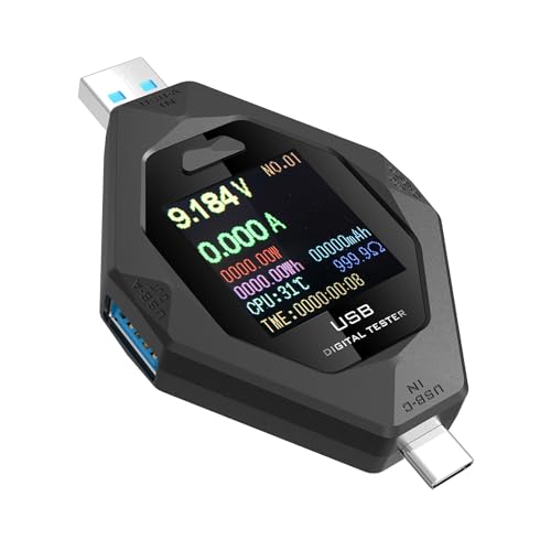 KEXIAO Tragbarer USB C Ladetester USB C USB Tester mit hochpräzisem Messwerkzeug für Spannungen und Strom von KEXIAO