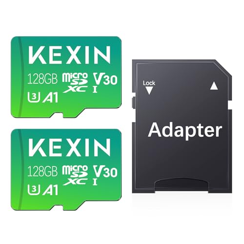 KEXIN 128GB Micro SD Karte 2er-Pack MicroSDXC Speicherkarte + SD Adapter für Action-Kamera GoPro Drohne und Tablet, Lesegeschwindigkeit bis zu 95MB/s, 4K UHD-Videoaufnahme TF Card, C10, U3, A1, V30 KEXIN 128GB Micro SD Karte 2er-Pack MicroSDXC Speicherkarte + SD Adapter für Action-Kamera GoPro Drohne und Tablet, Lesegeschwindigkeit bis zu 95MB/s, 4K UHD-Videoaufnahme TF Card, C10, U3, A1, V30 von KEXIN