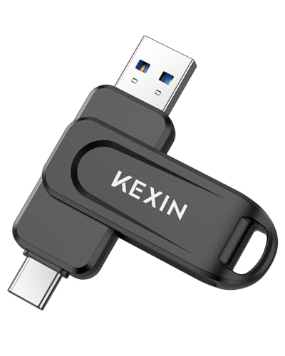 KEXIN USB C Stick 64GB USB Stick 3.0 OTG 64 GB Speicherstick C Dual Memory Flash Drive 2-in-1 Flash Laufwerk für PC, Auto, iPhone 15/16 Schwarz von KEXIN