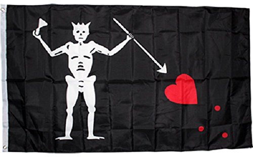 3 x 5 schwarz Bart Blackbeard Pirat Rough Tex Nylon gestrickt Flagge 3 'x5' Banner 100D House Banner Double genäht farbbeständige Premium Qualität von KEXMY