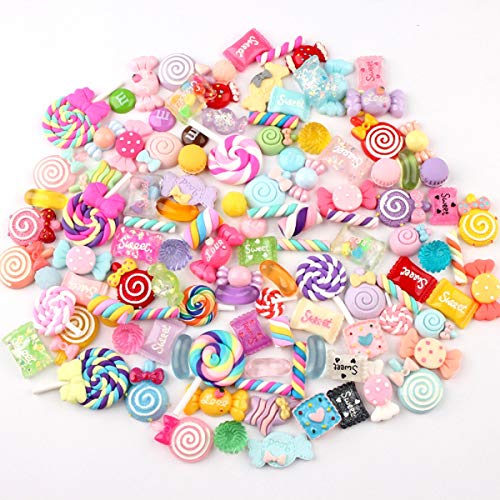 50 Stück Mixed Slime Charms Süßigkeiten Süßigkeiten Harz Flache Rückseite Schleim Perlen Machen Lieferungen für DIY Scrapbooking Handwerk von KEXMY