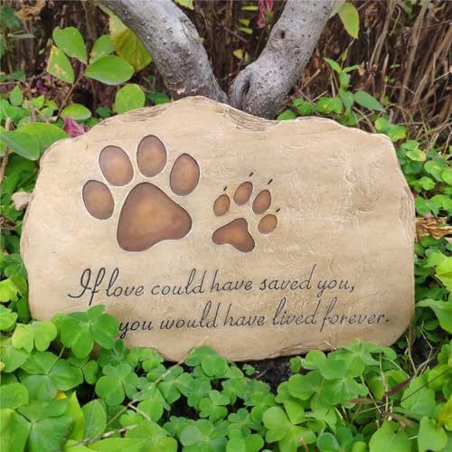KEXMY Haustier-Grab-Marker für Hund oder Katze, Haustier-Hunde-Gartenstein für den Außenbereich, Hinterhof, Terrasse oder Rasen, Syampathy-Haustier-Hundeverlust-Geschenke (Pfotenabdruck-Stein) von KEXMY