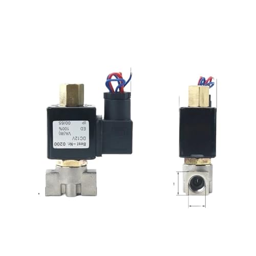 1/4" Normally Open Stainless Steel Body 2-Way Oil Acid Solenoid Valve with 2Pcs Silicon Gasket VX2120-08-SS-NO AC220V DC 12V/24V(With FC8mm,DC12V) von KEXOTRACB