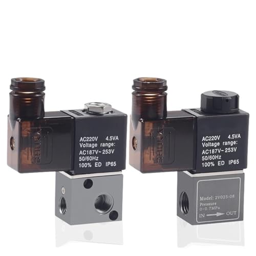 2V025 Magnetventil Besser 2V025-08 3V1-06 AC110V/220V DC12V/24V Kompressorventil Normalerweise geschlossenes pneumatisches Magnetventil(2V025-08 AC220V) von KEXOTRACB