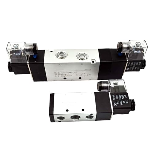 Pneumatisches Ventil der 4V-Serie 5/2 5/3 Ventile Controller 4V210-08 4V220-08 4V330C-10 Luft Elektromagnetisches AC220V DC24V DC12V Magnet(4V230E-08,AC220V) von KEXOTRACB