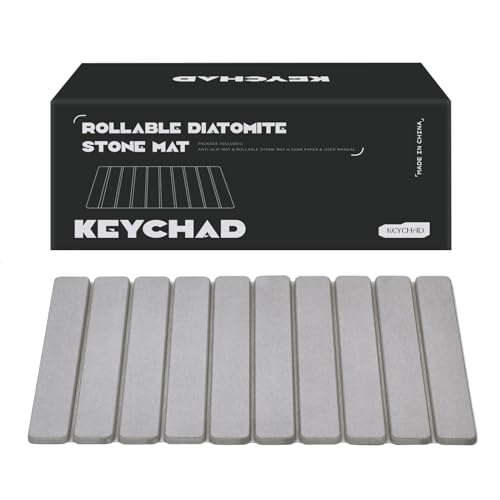 KEYCHAD Faltbare Stein-Badematte, Kieselgur, rutschfeste Badematte, große Saugfähigkeit, schnell trocknend, natürliche Duschbodenmatte für Badezimmer, Zuhause und Schlafzimmer, 60 x 39 cm, Grau von KEYCHAD