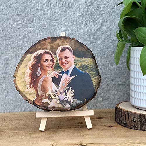 KEYE Personalisiertes Foto Holzscheiben, Runde Naturholz mit eigenem Foto Bedrucken, Holzscheibe Gravur, Tolles Geschenk zum Jubiläum Geburtstag Jahrestag Hochzeit Dekoration 15cm von KEYE