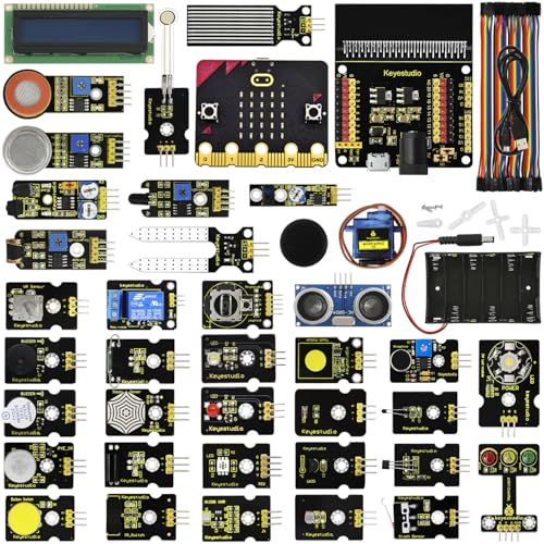 KEYESTUDIO BBC Micro:bit V2 37 In 1 Sensor Starto Kit | Microcontroller Starter Kit mit Microbit V2.2, PDF Tutorials und Erweiterungskarte enthalten für Micro bit von KEYESTUDIO