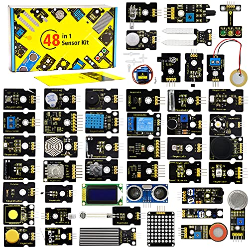 KEYESTUIDO 48 in 1 Sensormodul Bausatz Kompatibel mit Arduino IDE mit Anleitung Programmieren und Elektronik Lernen für Elektronik Projekte (Keine Controller-Karte enthalten) von KEYESTUDIO
