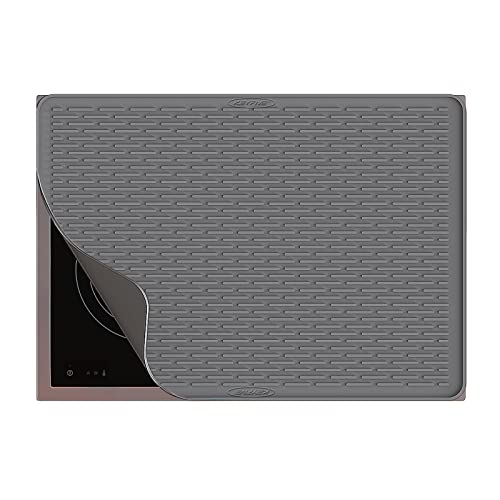 Silikon-Herdabdeckung für Elektroherd, 71,1 x 50,8 cm, extra große Silikon-Abtropfmatte, Glasplatte zum Schutz der Küchenthekenoberfläche und zum Verhindern von Kratzern, Grau von KEYFIVE
