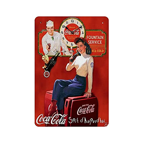 KEYGAMER Brunnen Service Coca-Cola Metall-Blechschild, Vintage, Plakat, Poster, Garage, Bar, Zuhause, Wanddekoration, 20,3 x 30,5 cm von KEYGAMER