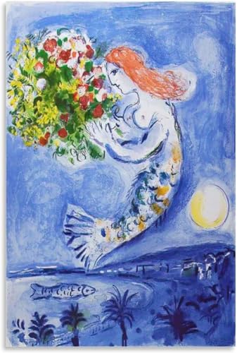 KEYGEM Abstraktes Marc Chagall Poster und Drucke Die Bucht der Engel Leinwand Wandkunst Marc Chagall Gemälde Marc Chagall für Wohnkultur Bild 40x60cm Ohne Rahmen von KEYGEM