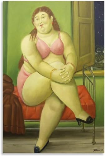 KEYGEM Fernando Botero Poster《Sitzende Frau》Wandkunst Fernando Botero Drucke Fernando Botero Gemälde für zu Hause Wanddekoration Bild 50x70cmx1 Kein Rahmen von KEYGEM