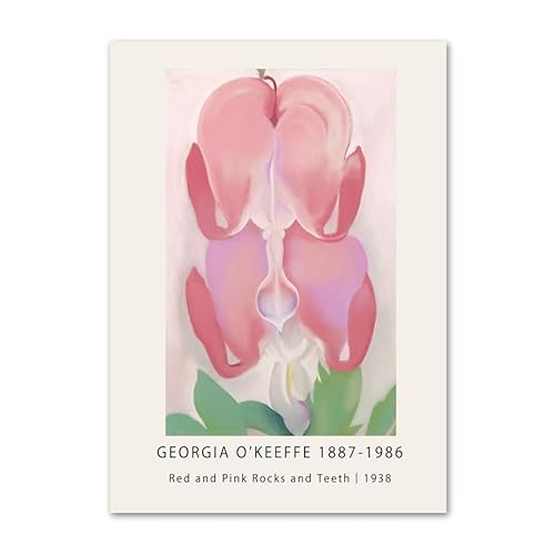 KEYGEM Georgia O'keeffe Poster Rosa Blume Wandkunst Georgia O'keeffe Drucke Georgia O'keeffe Leinwand Gemälde Home Wandkunst Dekor Bild 50x70cm Rahmenlos von KEYGEM