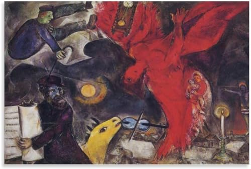 KEYGEM Marc Chagall Der fallende Engel Poster Abstrakte Leinwand Wandkunst Marc Chagall Drucke Ästhetische Malerei für Wohnkultur Bild 50x70cmx1 Kein Rahmen von KEYGEM