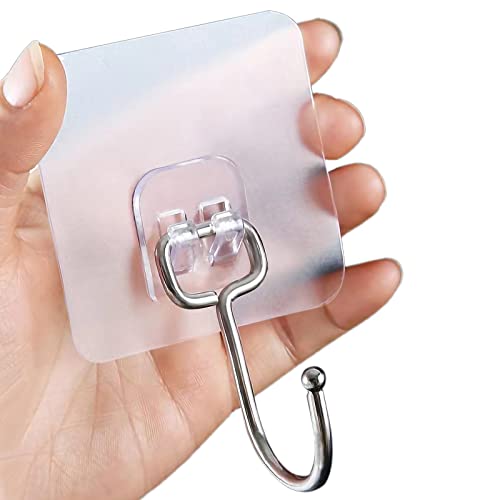AWCIGG 12 Stück Haken Selbstklebend 20KG (Max) Selbstklebend Wandhaken Extra Stark Große Klebehaken für Küche Bad Wand Büro Decke Aufhänger (Transparent) von KEYIDO