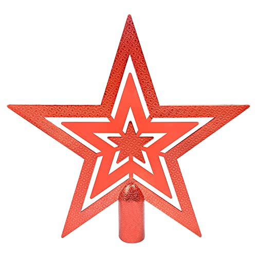 Glitzer-rote Baumspitze Stern Weihnachtsbaumspitze Dekoration bruchsichere Stern Baumspitze für die Spitze des Weihnachtsbaums Ornaments Weihnachtsfeier Dekorationen 18 cm von KEYIDO