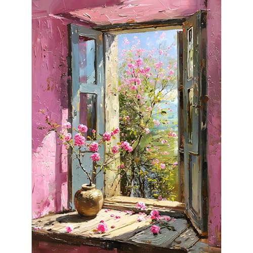 KEYIFA Pink Blumen Malen Nach Zahlen Erwachsene, Fenster Blumen Malen Nach Zahlen Kits mit Pinseln und Acrylfarben, DIY Ölgemälde Set Malen Basteln Leinwand Bild Erwachsene, Home Deko 30x40cm KEYIFA Pink Blumen Malen Nach Zahlen Erwachsene, Fenster Blumen Malen Nach Zahlen Kits mit Pinseln und Acrylfarben, DIY Ölgemälde Set Malen Basteln Leinwand Bild Erwachsene, Home Deko 30x40cm von KEYIFA