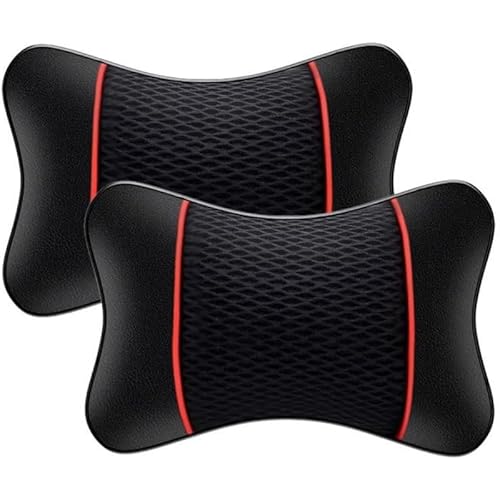 KEYLEON 2 Stück Auto Nackenkissen Kopfstütze für Seat/Cupra Ateca ab 2016, Ergonomische Nackenstütze Kissen Auto Reisekissen Kopfstütze Für Autositze,Black-Red von KEYLEON
