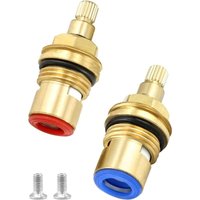 2 Stück Wasserhahn Ventiloberteil G1/2 Zoll 20 Zähne Wasserhahn-Kartusche Keramik Messing Scheibe Wasserhahn Ersatz Ventile Wasserhahn Ventile von KEYOUNG