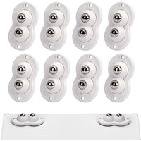 8er Set Selbstklebende Möbelroller Doppelkugel Kugelrollen 360 Grad Drehung Universalrad für Mülleimer Kisten Kleine Möbel Weiß von KEYOUNG