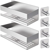 Duschablage Ohne Bohren,2PCS Upgrade Version Verdickter Edelstahl 304 Badezimmer Organizer,Kein Bohren Selbstklebend Shampoo Halterung für Dusche Mit von KEYOUNG