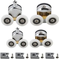 Duschtürrollen, 8PCS 23mm Ersatz-Duschtürlaufräder für 4-6mm Glas, gebogene Duschtürrollen, Duschkabinenzubehör (4 obere und 4 untere Rollen) von KEYOUNG