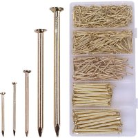 Hardware-Nagel-Sortiment-Set (560 Stück), vermessingte Nägel zum Aufhängen von Bildern und Holzwoking, 5 Größen Sortiment von KEYOUNG