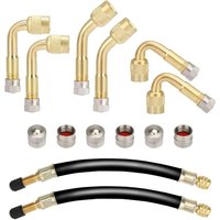 Keyoung - 6 Stück Reifen Ventil Verlängerung Set, Autoventil Kupfer Ventiladapter 45 90 135 Grad Winkelventil mit 2 Stück 180mm Flexible Gummi Reifen Keyoung - 6 Stück Reifen Ventil Verlängerung Set, Autoventil Kupfer Ventiladapter 45 90 135 Grad Winkelventil mit 2 Stück 180mm Flexible Gummi Reifen von KEYOUNG