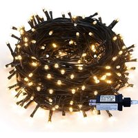 Lichterkette Weihnachtsbaum - 10M 100 led Warmweiß Lichterkette Außen Strom mit Timer Speicherfunktion, Grünes Kabel, Wasserdicht 8 Modi von KEYOUNG
