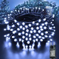 Lichterkette Weihnachtsbaum - 10M 100 led Weiß Lichterkette Außen Strom mit Timer Speicherfunktion, Grünes Kabel, Wasserdicht 8 Modi von KEYOUNG