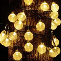 Solar Lichterkette Außen, 7M 50LED Solar Lichterkette Aussen 8 Modi Kristall Kugeln Wasserdicht IP65 Solar Lichterkette Außen für Garten, Terrasse, von KEYOUNG