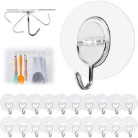 Transparent - 20 Stück Haken Selbstklebend Ohne Bohren (max 8 kg) - Nahtloser klebe haken Wasserdicht und Ölfest Mehrzweck Klebehaken Extra Stark von KEYOUNG