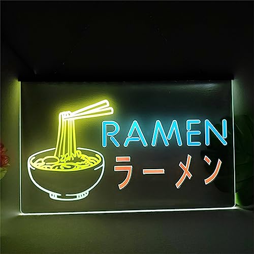 Japanisches Ramen-Shop-LED-Neonschild, individuelle mehrfarbige Neonlichter für Wanddekoration, USB-betriebene Leuchtschild-Nachtlichter,30x20cm von KEYQEEN