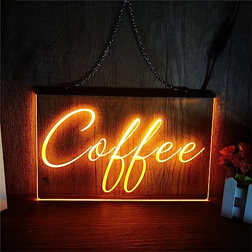 KEYQEEN Kaffee-LED-Neonschild, Café-Wanddekoration, RGB-Ferndimmung, USB-Neonlichter, Nachtlichter, Leuchtschild,30x20cm von KEYQEEN