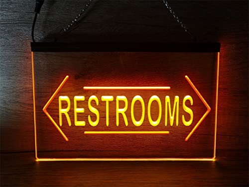 KEYQEEN LED-Leuchtreklame, benutzerdefinierte Toiletten-Logo-Neonlichter für WC-WC-Waschraum-Eingangswanddekoration-Leuchtschild,Red Yellow,40x30cm von KEYQEEN