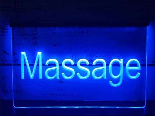 KEYQEEN Massage-Shop LED-Neonschild, USB-betriebene Neonlichter für Wanddekoration, Leuchtschild-Nachtlichter,Blau,30x20cm von KEYQEEN