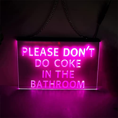 KEYQEEN Please Don't Do Coke In The Bathroom Leuchtreklame, benutzerdefinierte USB-LED-Neonlichter für Badezimmerwanddekorationsgeschenke,Rosa,40x30cm von KEYQEEN