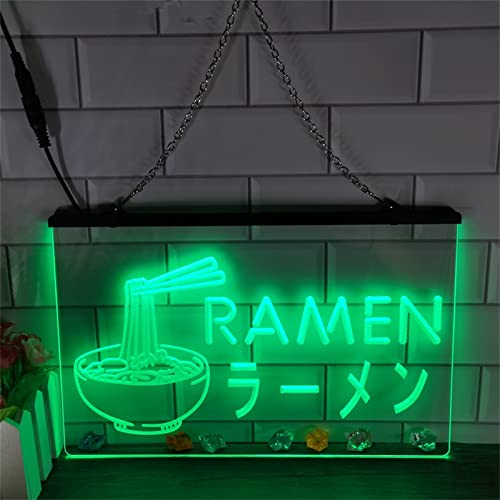 KEYQEEN Ramen LED-Leuchtreklame, benutzerdefinierte Restaurant-Nudel-Shop-USB-Neonlichter, Wandbehangbeleuchtung, leuchtendes Schild,Grün,40x30cm von KEYQEEN