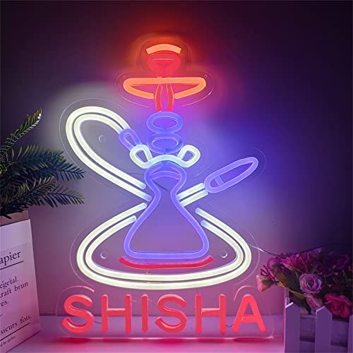 KEYQEEN Shisha-Bar LED-Neonschild, Shisha-Shop-Geschäftsdekor-Neonlichter, an der Wand hängende Nachtlichter, leuchtendes Schild,38x50cm von KEYQEEN