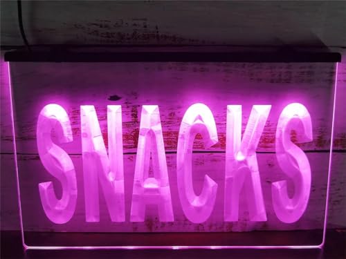 KEYQEEN Snacks Leuchtreklame, Snacks-Shop-Party, 24-Tasten-Fernbedienung, dimmbare LED-Neonlichter für Wanddekoration, USB-Leuchtschild,40x30cm von KEYQEEN